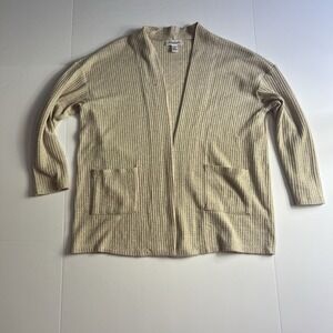 Motherhood Maternity Lg Beige Cardigan Waffle Knit Open Front